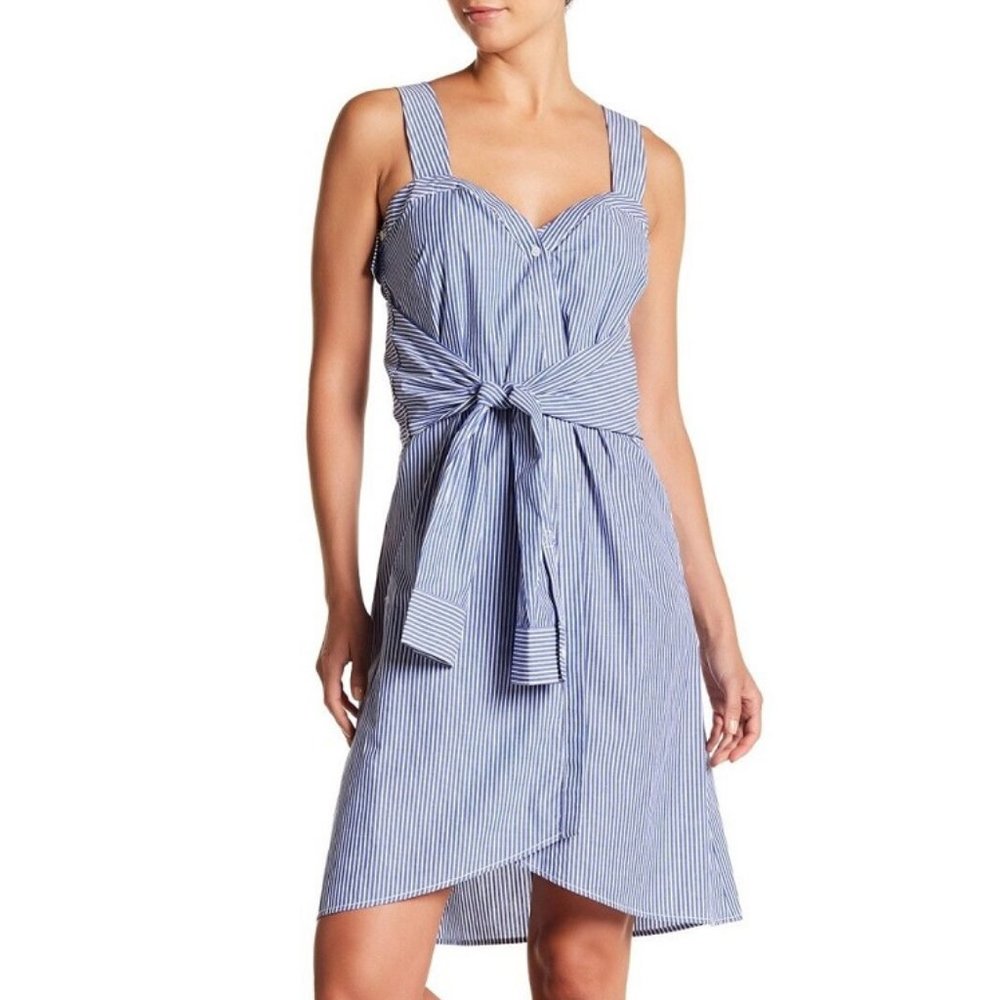 Derek Lam 10 Crosby Sleeveless Tie Front Stripe Dress